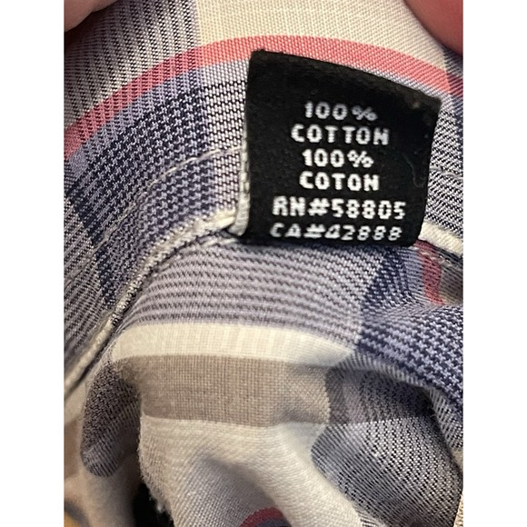 Synrgy Button Up Shirt Mens 4XLT Short Sleeve Blue Pink Plaid - Picture 5 of 10